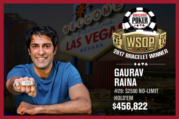 Guarav Raina Gets the Gold in WSOP Event #29: $2,500 No-Limit Hold’em