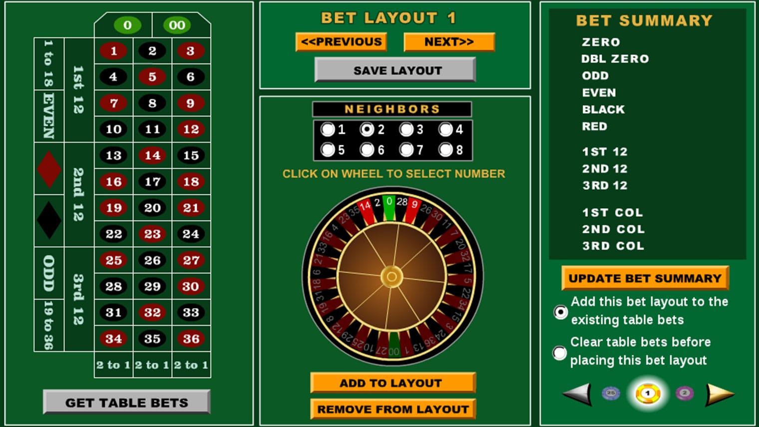 roulette sector betting