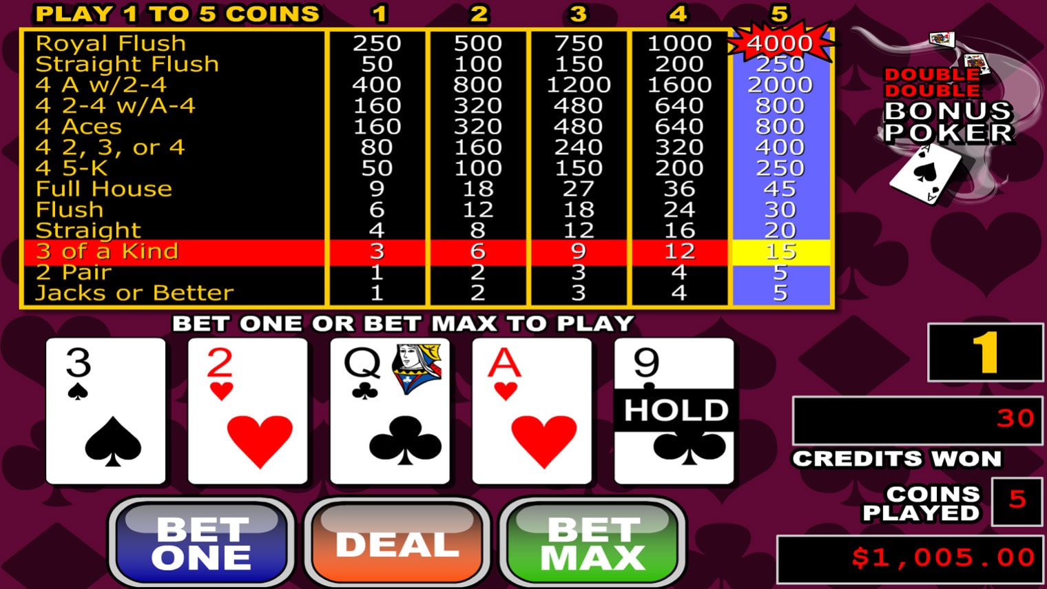 double double bonus poker screenshot
