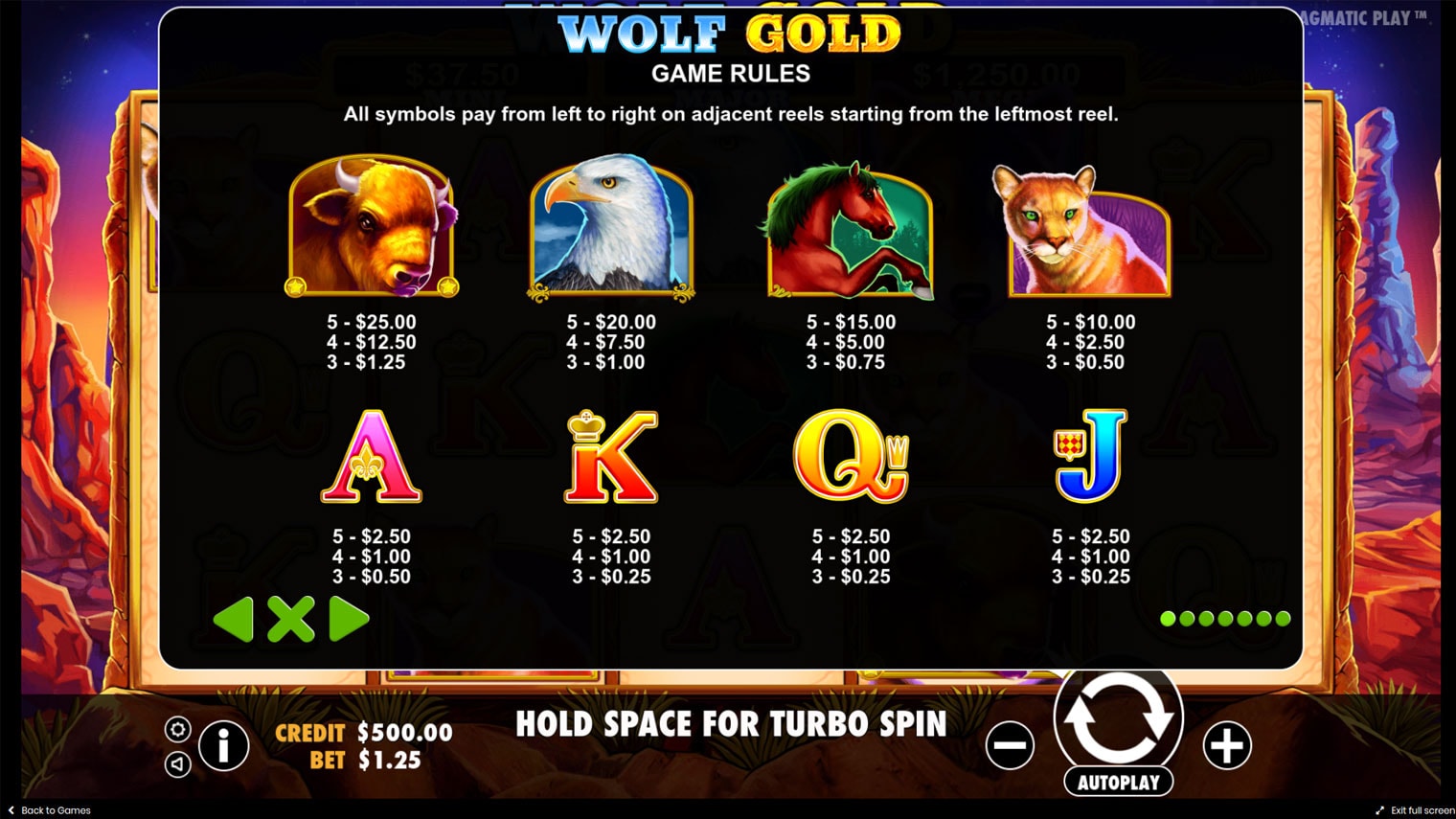 wolf gold slot screenshot